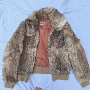Real Rabbit Fur Bomber Jacket